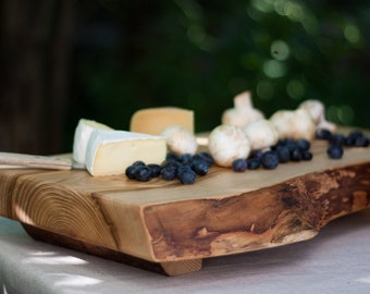 Footed Cheese Board-Extra thick Serving Board-Live Edge-Rustic Cutting Board-Solid Wood Cutting Board-cutting board with feet-Wedding gift