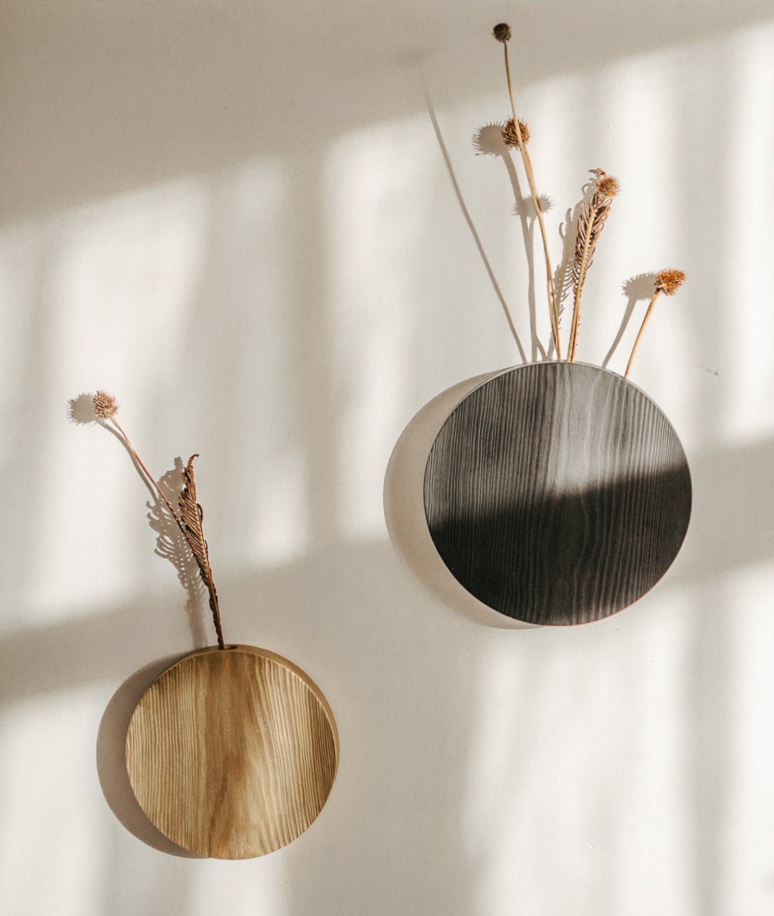 Big Wall Hanging Vase 10 and 8 Wood Vase Set Etsy UK