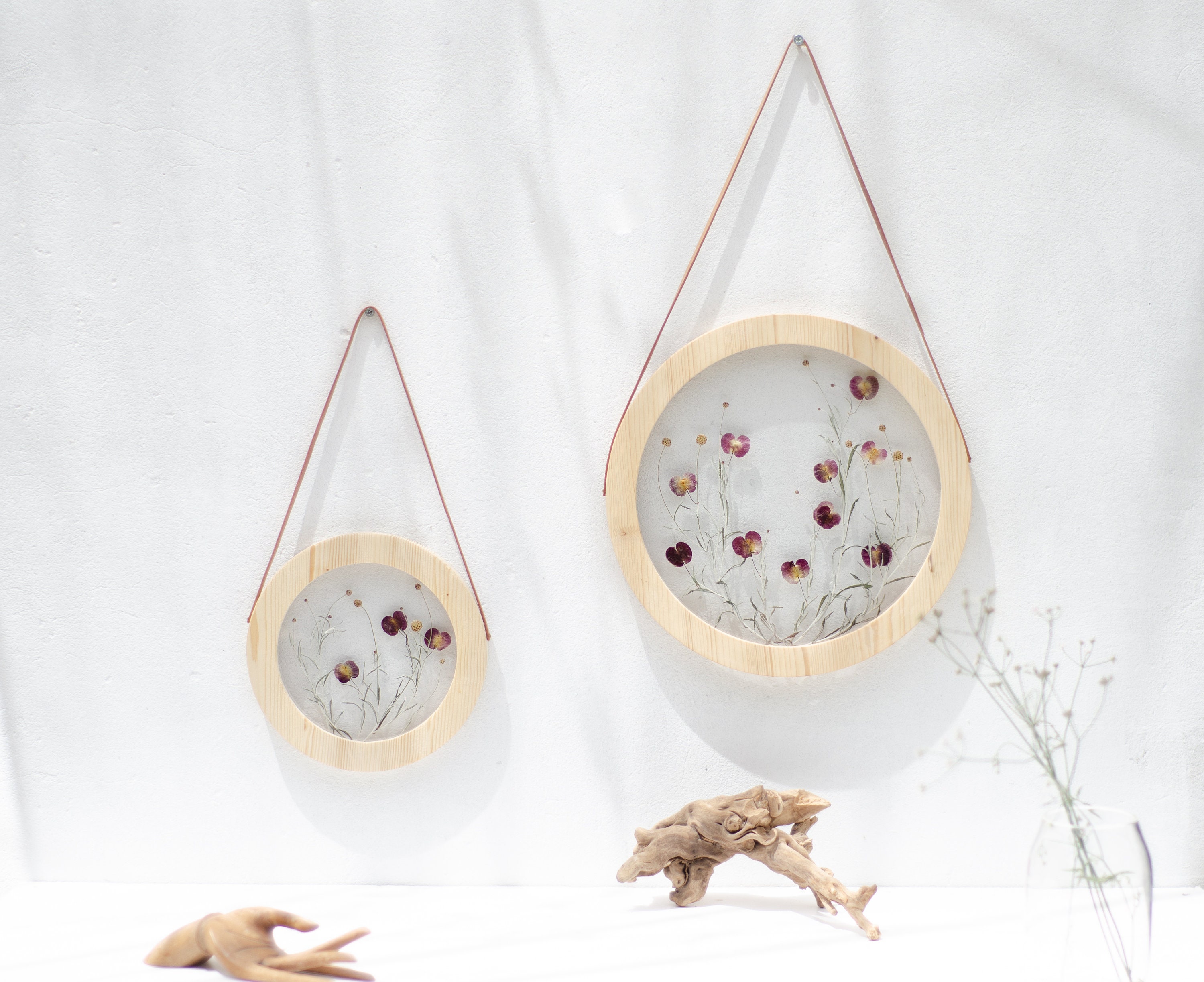 Round Wall Decor Set Botanical Wall Art Framed Pressed Etsy UK