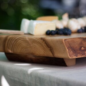 Footed Cheese Board-Extra thick Serving Board-Live Edge-Rustic Cutting Board-Solid Wood Cutting Board-cutting board with feet-Wedding gift image 5