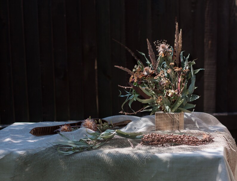 Table Centerpiece Dried Flowers Arrangement Rustic Wedding Etsy