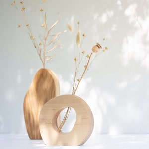 Wavy vases - Wooden Geometric Vase Set - Oak wood vase set Dried flower vase Wall vase - Modern Bud Vase - Minimalist vase - Hanging vase