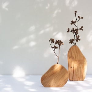 Wall Vase Set - Geometric vase - Oak wood vase set - Dry flower vase - Modern Bud Vase - Minimalist vase - Hanging vase - Wavy vase image 5