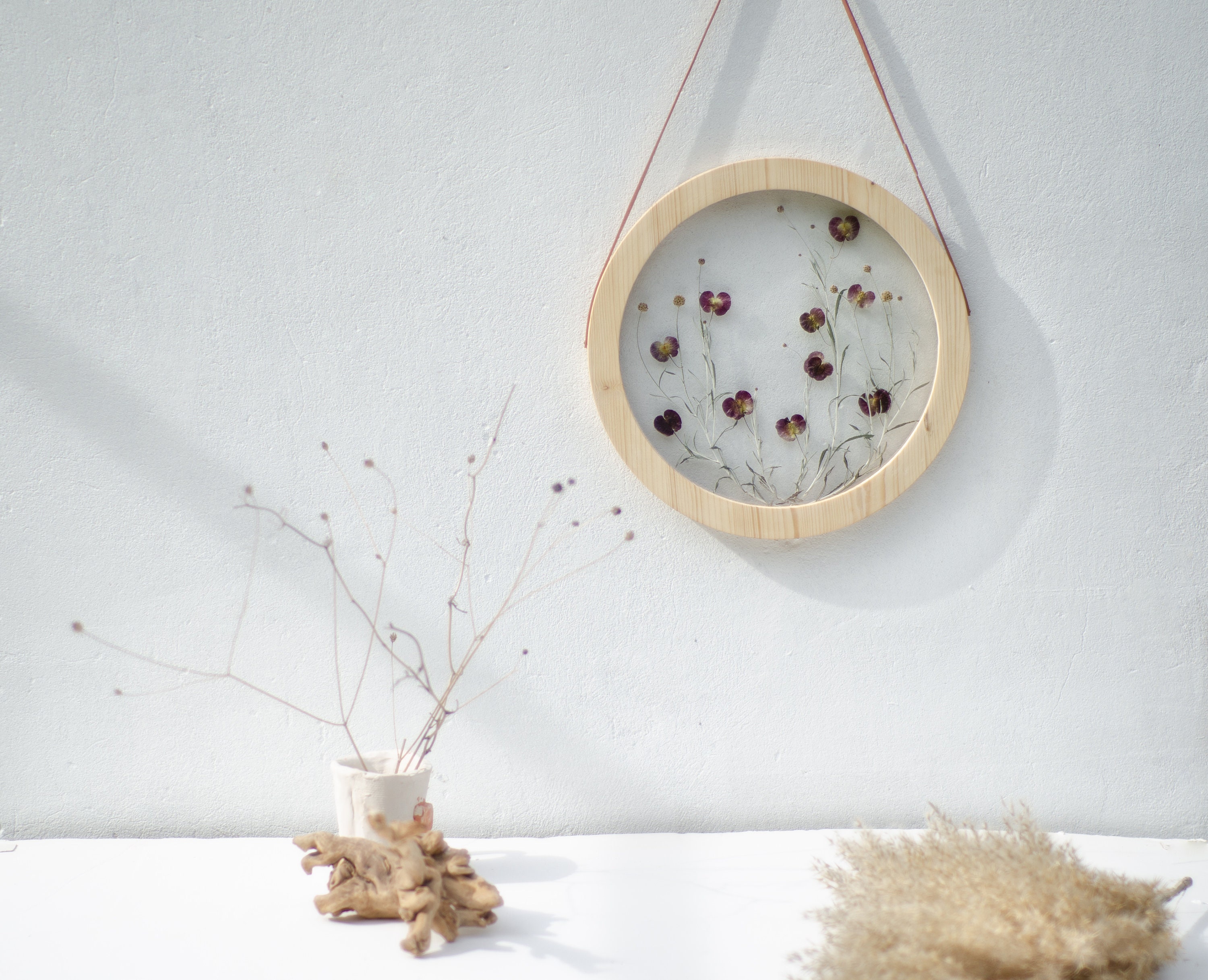 Round Wall Decor Set Botanical Wall Art Framed Pressed Etsy UK