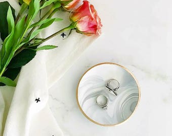 Jewelry Dish, Engagement Ring Dish , Gray Marble Jewelry Dish, Marble Jewelry Holder, Gift for Bride, Gift for Women, Bridesmaids Gift