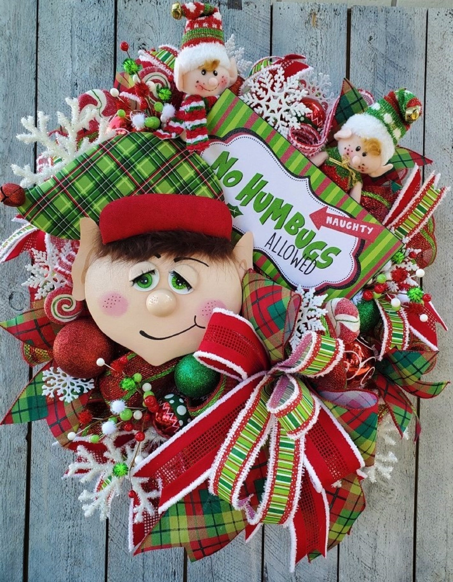 Elf Wreath Door Christmas Wreaths Front Door Whimsical - Etsy