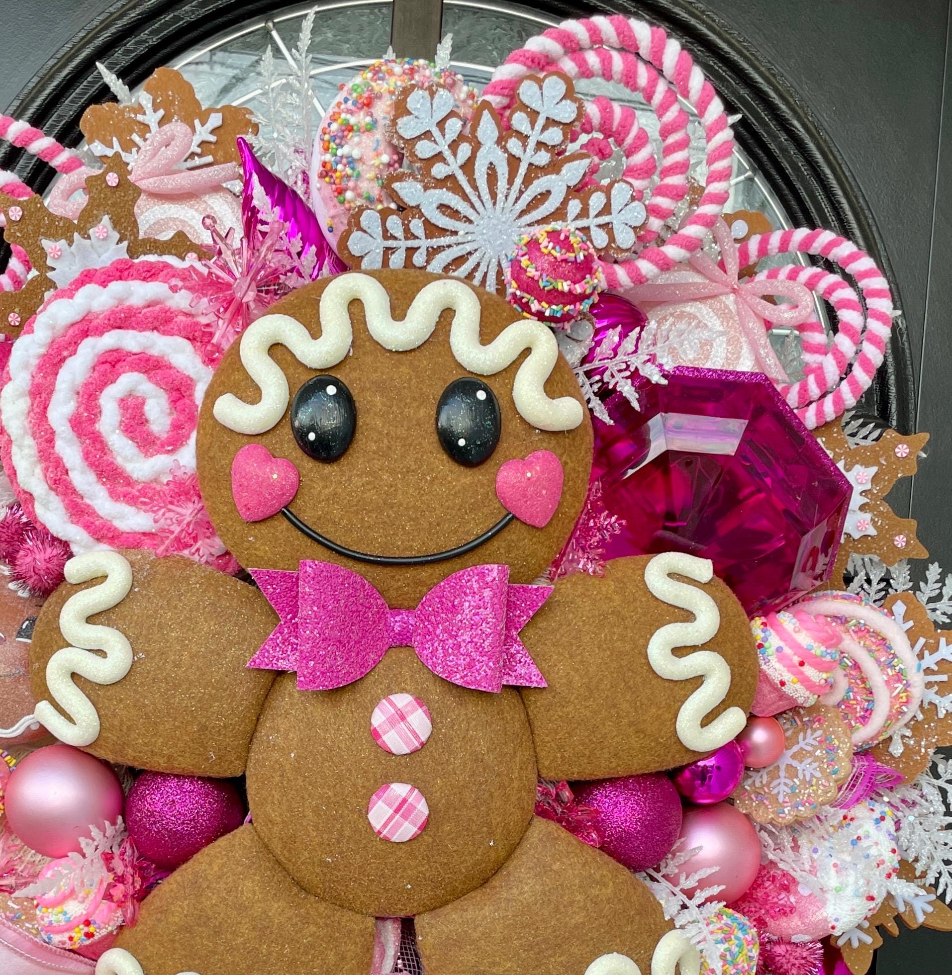Pink Gingerbread Christmas Wreath: Candyland Holiday Decor - Etsy
