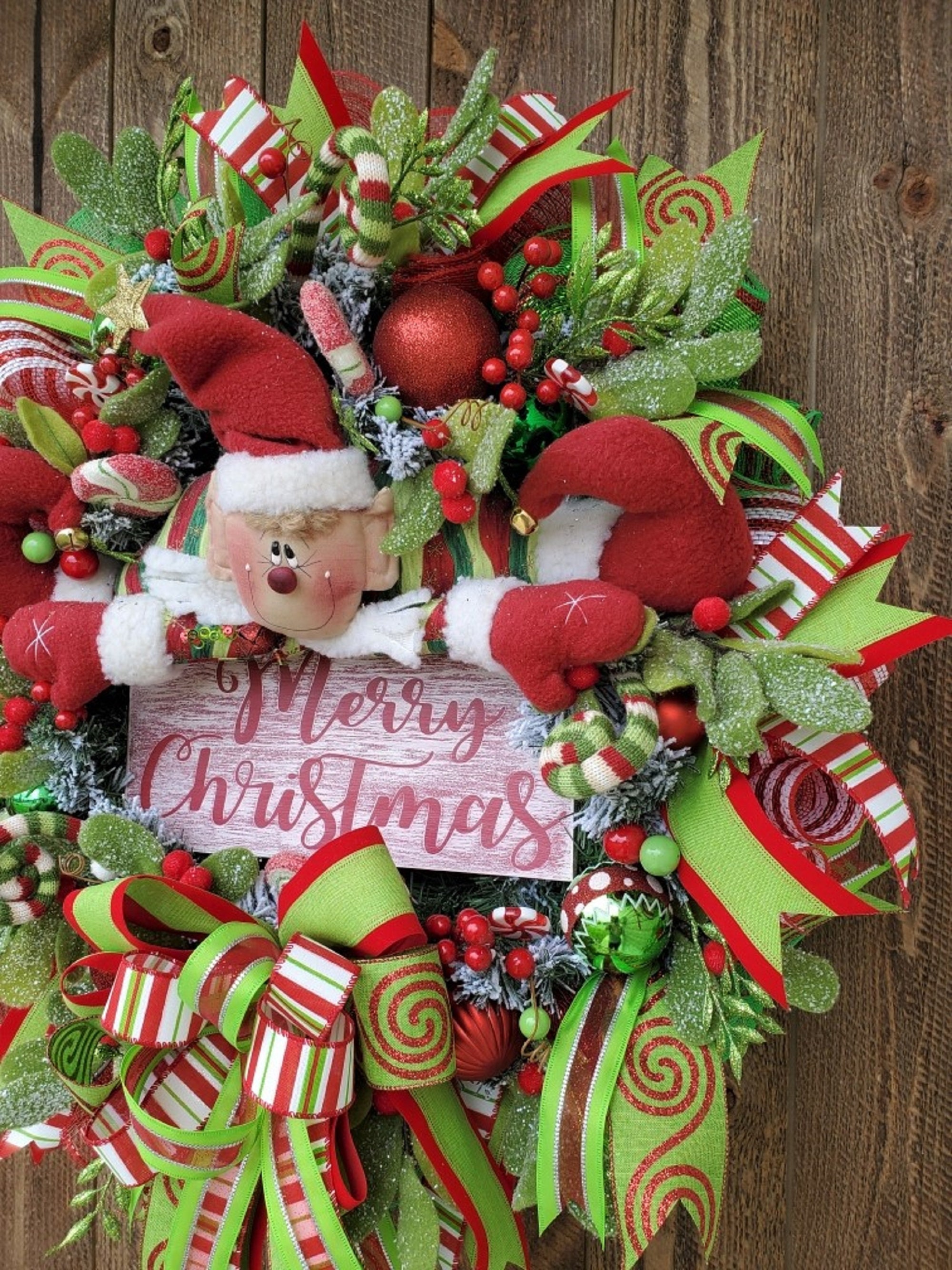 Elf Wreath Door Christmas Wreaths Front Door Whimsical | Etsy