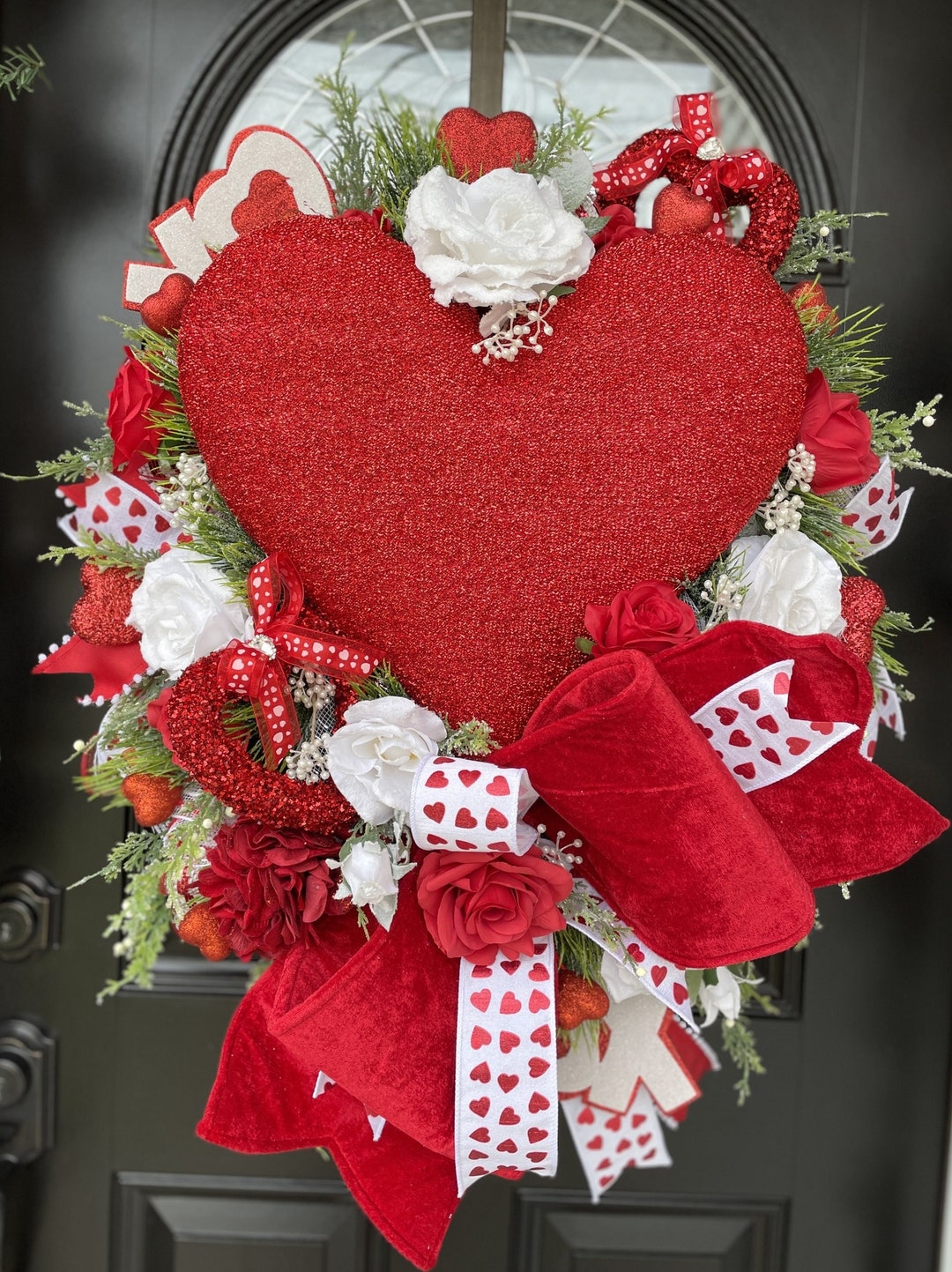 Valentines Day Wreath for Front Door. Valentines Day Gift. Over the Top ...