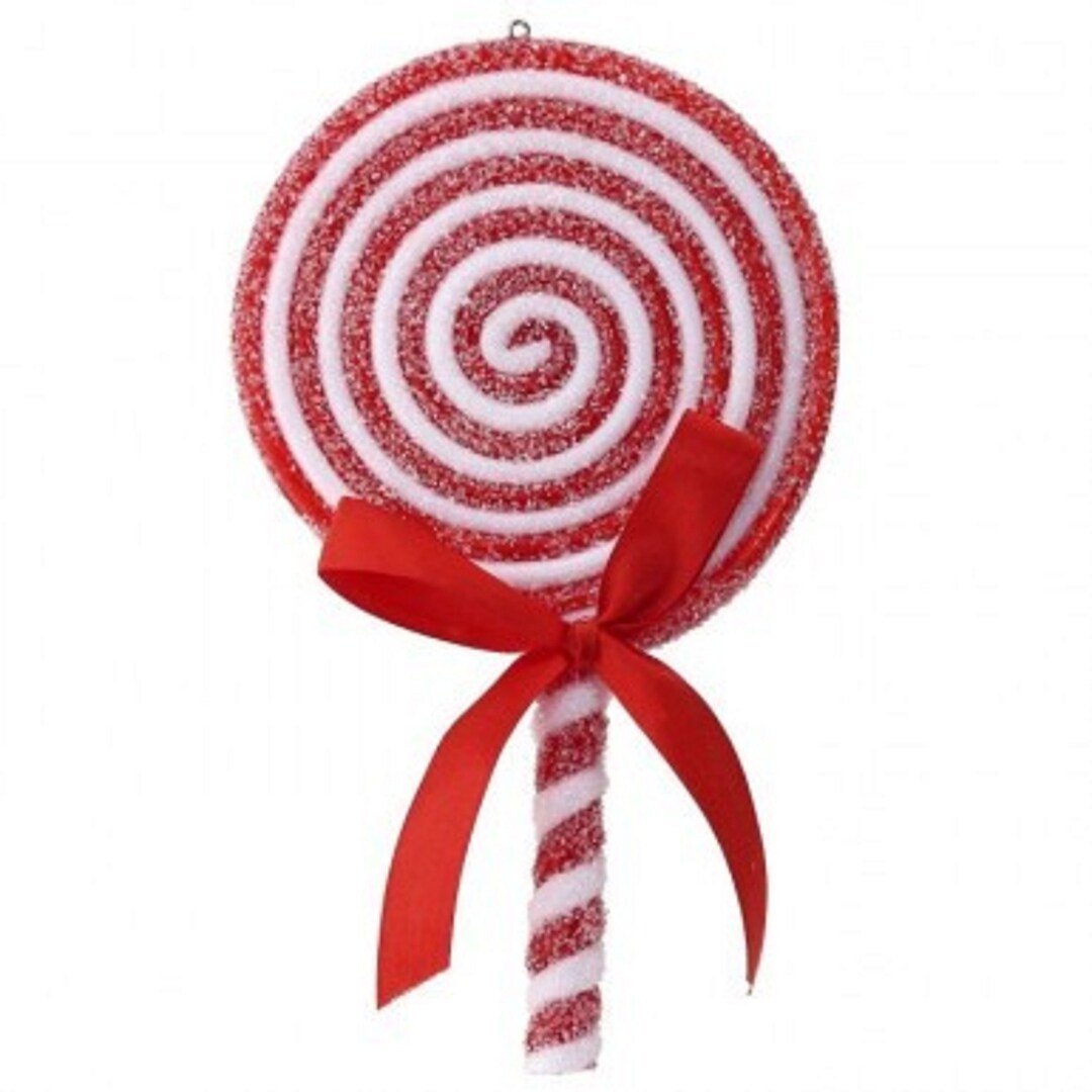 7 Frosted Peppermint Lollipop Ornament. Wreath Supplies. Etsy