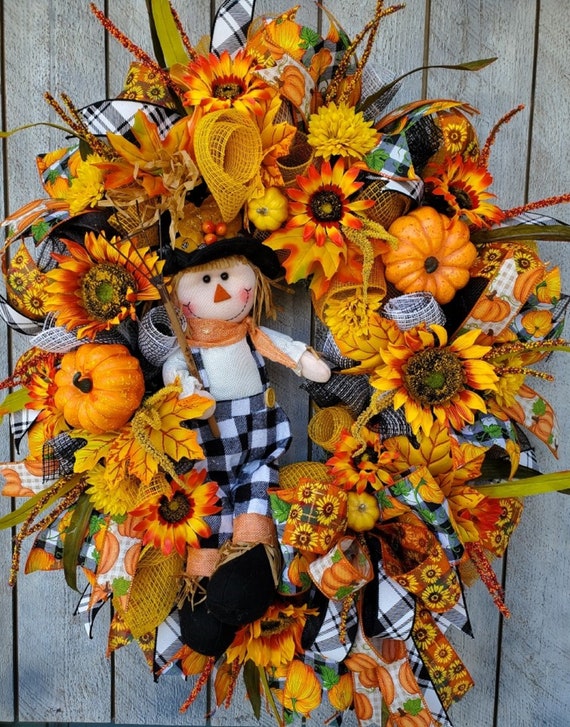 Fall Wreaths For Front Door Autumn Wreath Pumpkin Wreath | Etsy