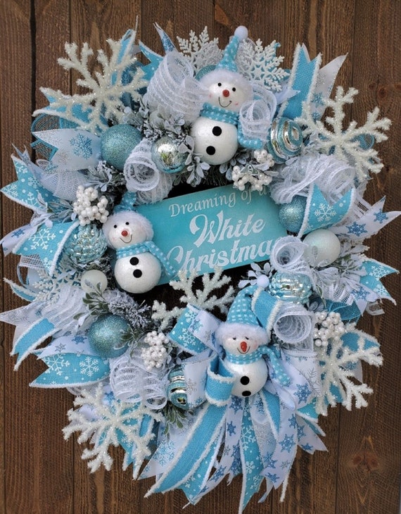 Snowman Wreath Christmas Wreaths Front Door Farmhouse Etsy