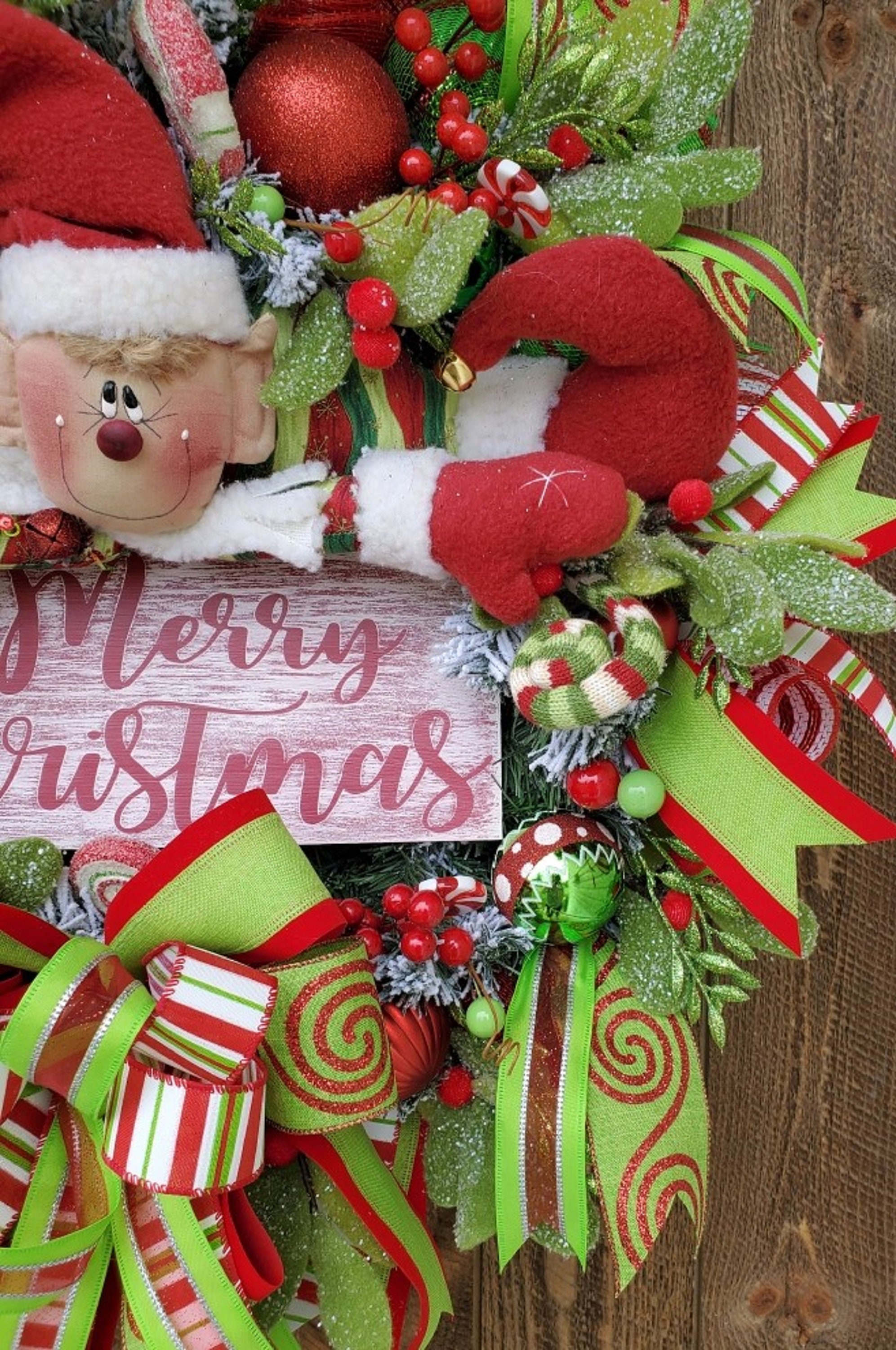 Elf Wreath Door Christmas Wreaths Front Door Whimsical | Etsy