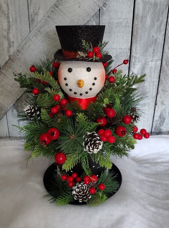 Snowman Decor, Christmas Lighted Decorations, Luminaries, Holiday  Centerpiece, Mantle Decor, Hand Painted Decor, Christmas Lights 