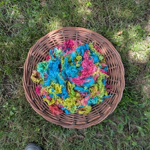 Dyed felting Teeswater locks