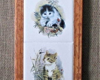 Kittens, wall hanging, wall art, decorative tile, ceramic tile, wall decor, home decor, cat, tile