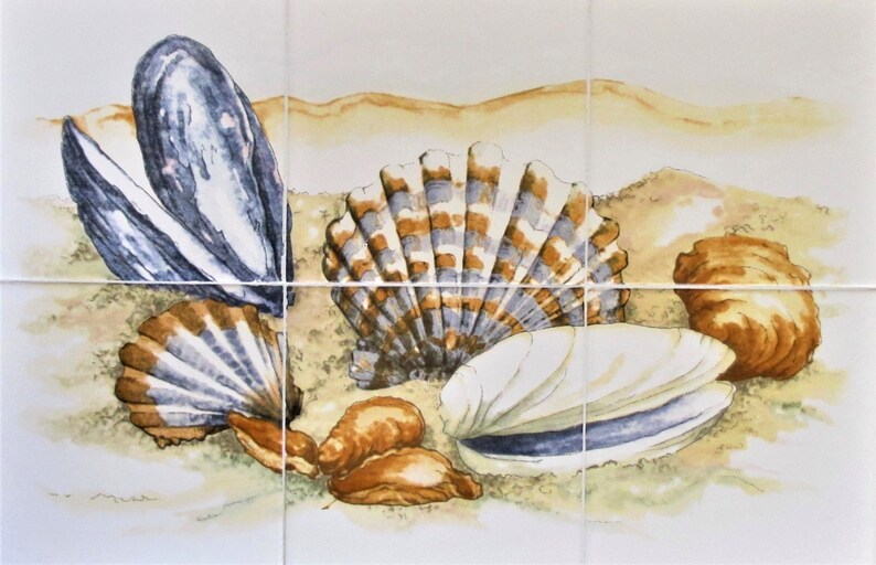 Shell Scene Framed Tile Tile Mural Mural Mermaid Ocean Etsy