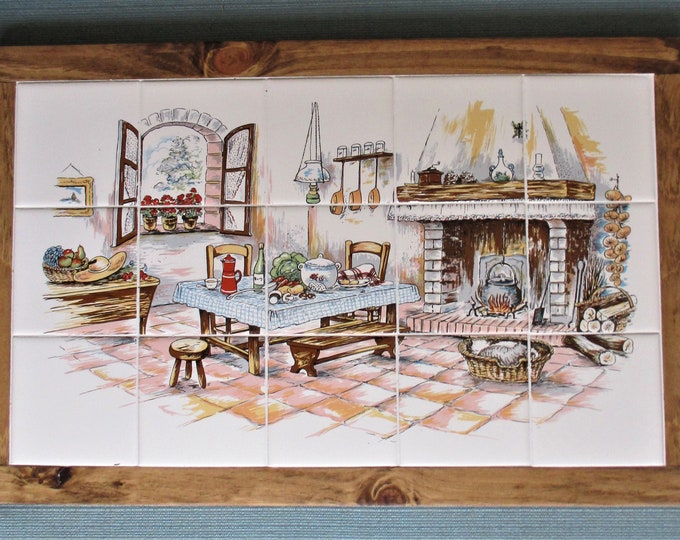 Country Kitchen,framed Tile Mural, Mural, Wall Hanging, Backsplash, Shower, Framed Tile, Custom