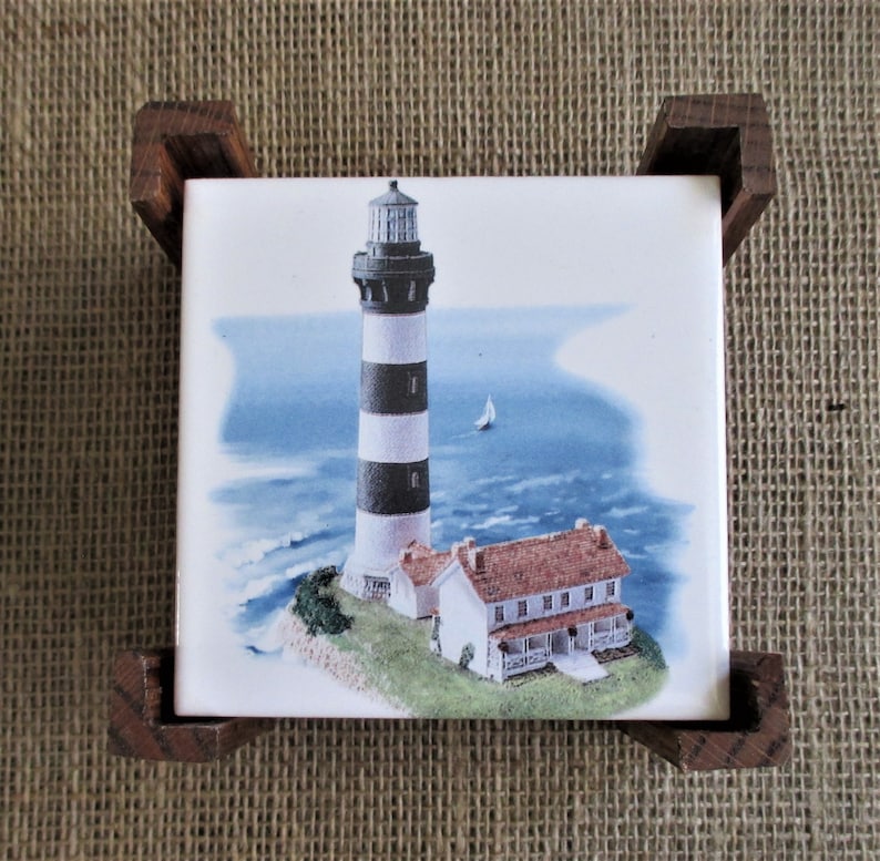 Coaster Set Carolina Lighthouses Coasters Ceramic Tile Etsy