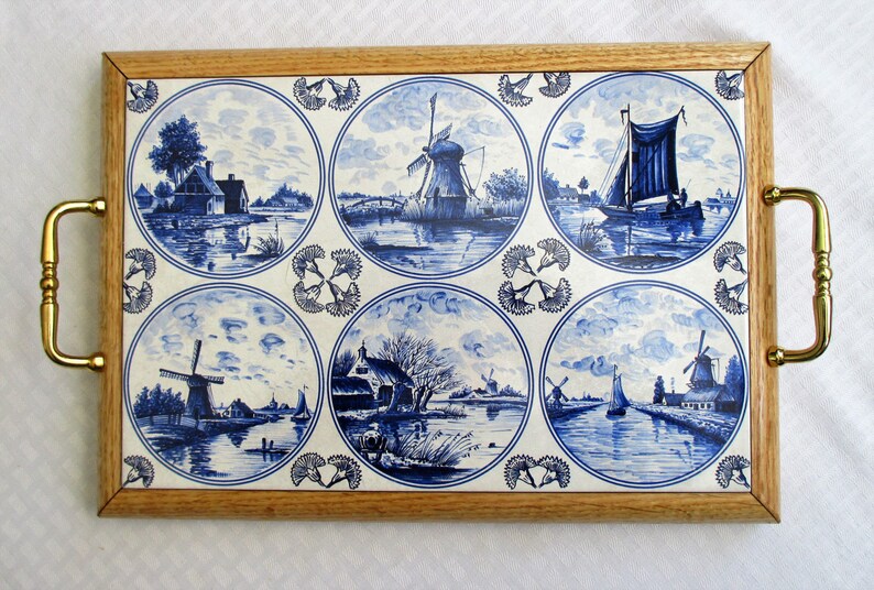 Blue Delft Serving Tray Hot Plate Cheeseboard Tile Trivet Image 0