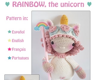 Rainbow the Unicorn by JudsAtelier - Crochet Amigurumi Doll Pattern - PDF download