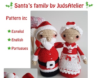 Crochet Santa Claus family pattern by JudsAtelier - amigurumi doll pattern - Xmas doll pattern - Santa Claus amigurumi - crochet pattern