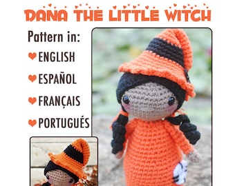Amigurumi pattern witch crochet doll pattern crochet toy pattern amigurumi witch pattern Halloween witch doll witch hat JudsAtelier