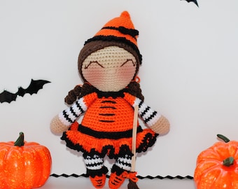 Modèle amigurumi sorcière Halloween modèles amigurumi crochet modèles amigurumi Modèle amigurumi espagnol Modèle espagnol pdf amigurumi petite sorcière