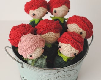 Crochet rose amigurumi pattern amigurumi doll pattern crochet doll pattern crochet pattern pattern instant download crochet pattern  rose