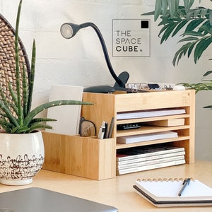 Office Table Cable & Cord Organiser |Tech Accessories Storage | Wood  Charging Station