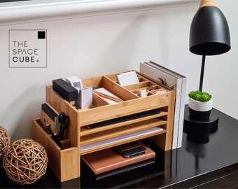 Gift for Dad Office Desk | A Gift Dad will use | Men's Modern Organiser | Modular Storage Box | Wood Valet