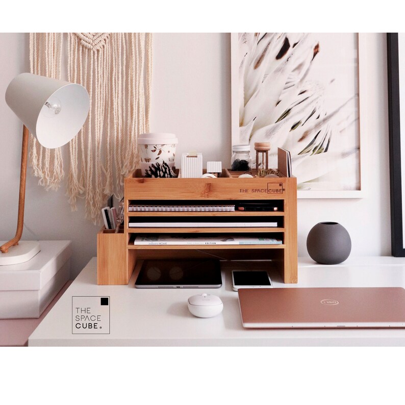Wood Home Office Desk Supplies Organiser Office Storage Etsy