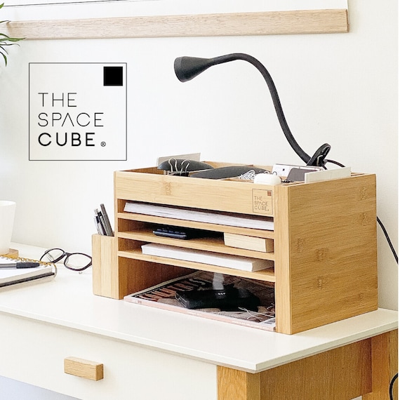 Wooden Desk Accessories Men & Women Bamboo Storage Cube Executive Colleague  Gift New Job Office Gift 