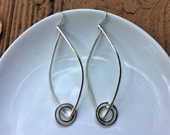 Sterling Silver Hoop Earrings, Oval Hoop Earrings, Dangle Hoop Earrings, Large Hoops, Oval Hoops, Handmade Hoop Earrings, Thin Hoop Earrings