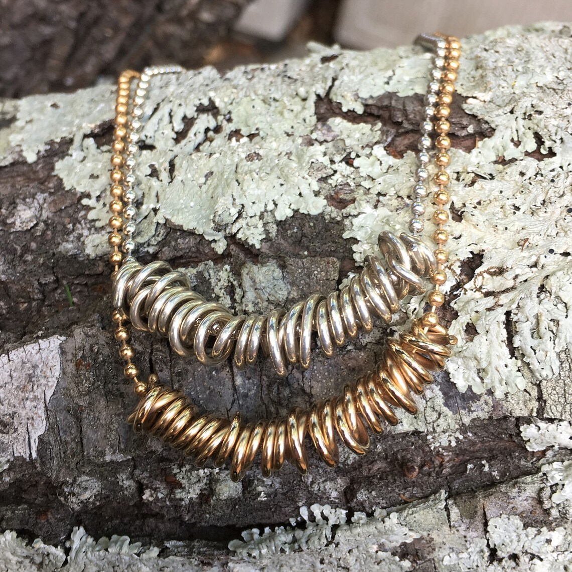 Gold Filled Coil Necklace, Wire Wrapped Necklace, Modern Jewelry
