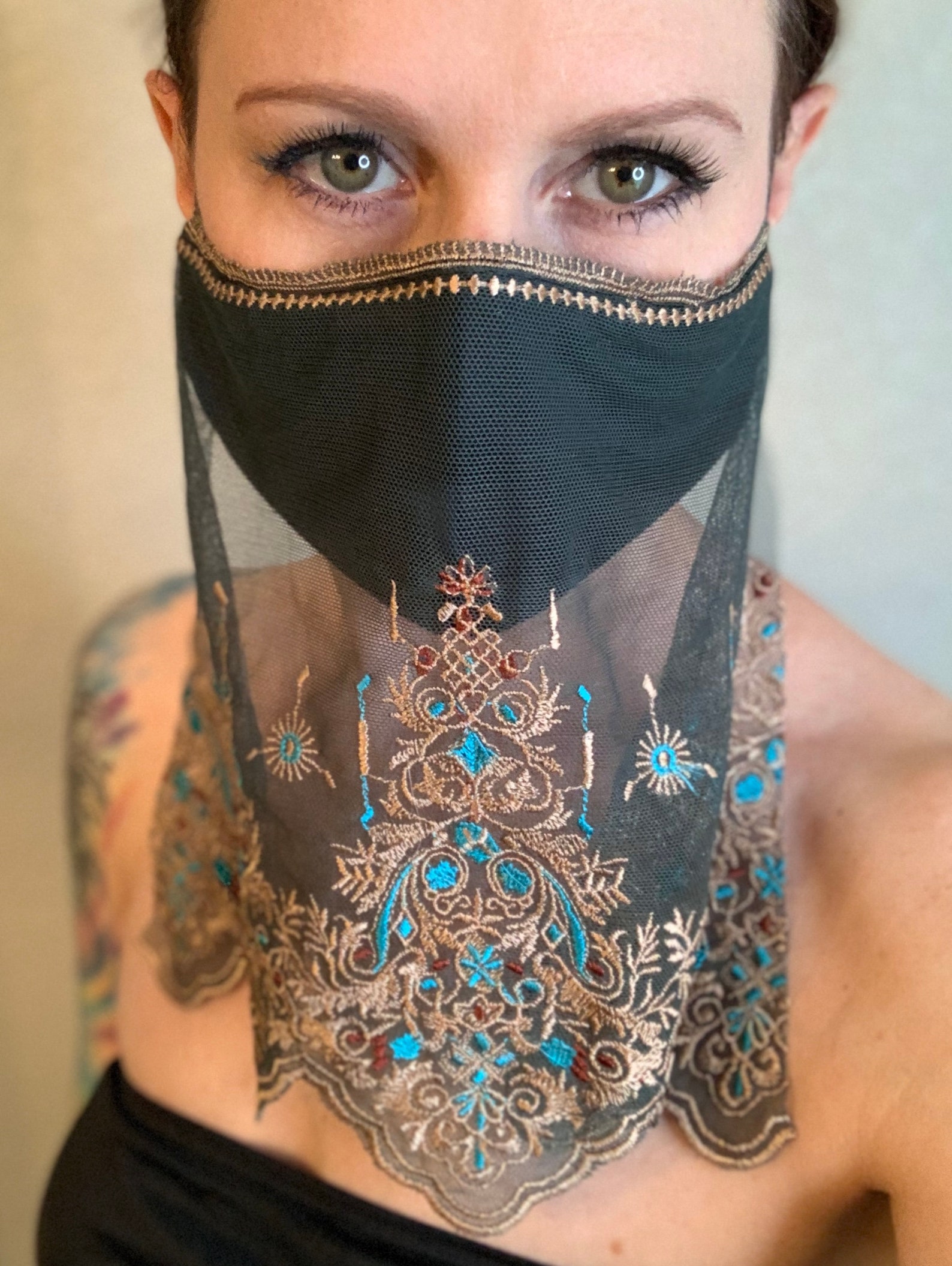 The Cleopatra face mask veil 400 thread count filter pocket Etsy