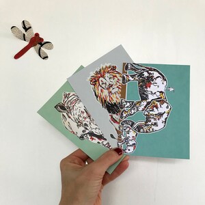 Set van 6 A6 postkaarten van afrikaanse dieren