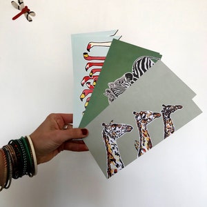 Set di 6 lange postkaarten van een afrikaanse dieren