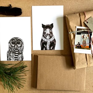 Set de 5 cartes d'hiver Bosuil en Wild zwijn naar keuze