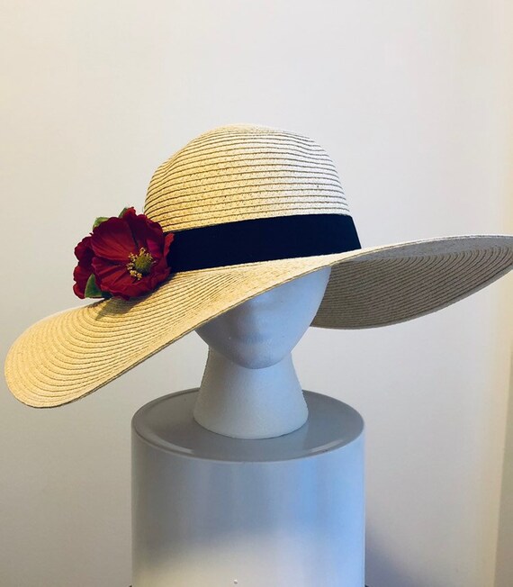 red floppy sun hat
