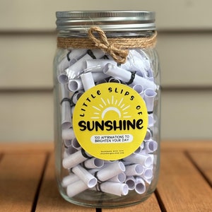 Frasco de Afirmaciones para Enviarte Sol / 100 Afirmaciones Positivas para el Autocuidado y Vibras Positivas / Alegra tu Día / Día de la Madre