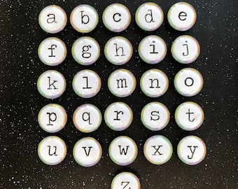 Set of Alphabet Glass Magnets - Alphabet letters - Magnetic Letters for Fridge or Office - Classroom - Locker magnets
