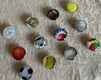 Set of six Sports Glass Magnets | Sports Gift | Team Gift | Coach Gift | MVP Gift | Teammate Gift | Stocking Stuffer |Sports Enthusiast Gift