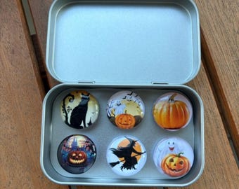 Halloween Glass Magnets | Halloween Magnets | Pumpkin Magnet | Black Cat Magnets | Spooky Magnet | Halloween | Jack O Lantern | Ghost Magnet
