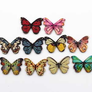 Butterfly wooden buttons. Craft decorative buttons.
