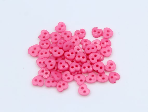 50 Tiny 6 Mm Pink Heart Shape Buttons for Sewing, Knitting and Craft. Heart  Shape Buttons. Tiny Doll Buttons. 