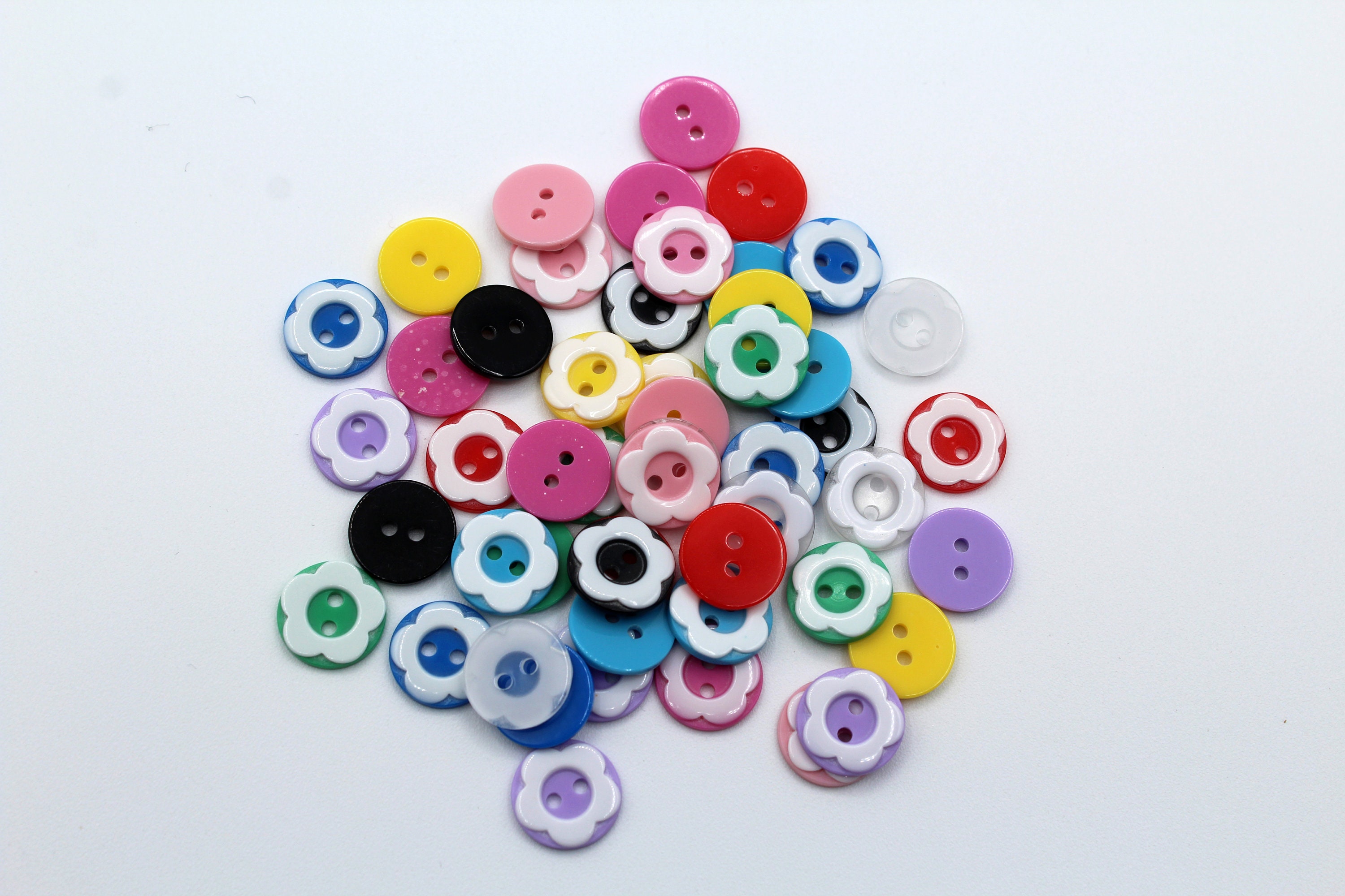 Small Flower Buttons, 13mm, 10 Colors, Sewing, Knitting, Doll Clothes ...