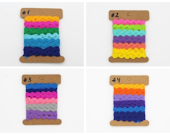 Ric Rac 5 mm Trim bundle. Ric Rac Trimming Ribbon. Set of 6 colors. 1 yard of each color.