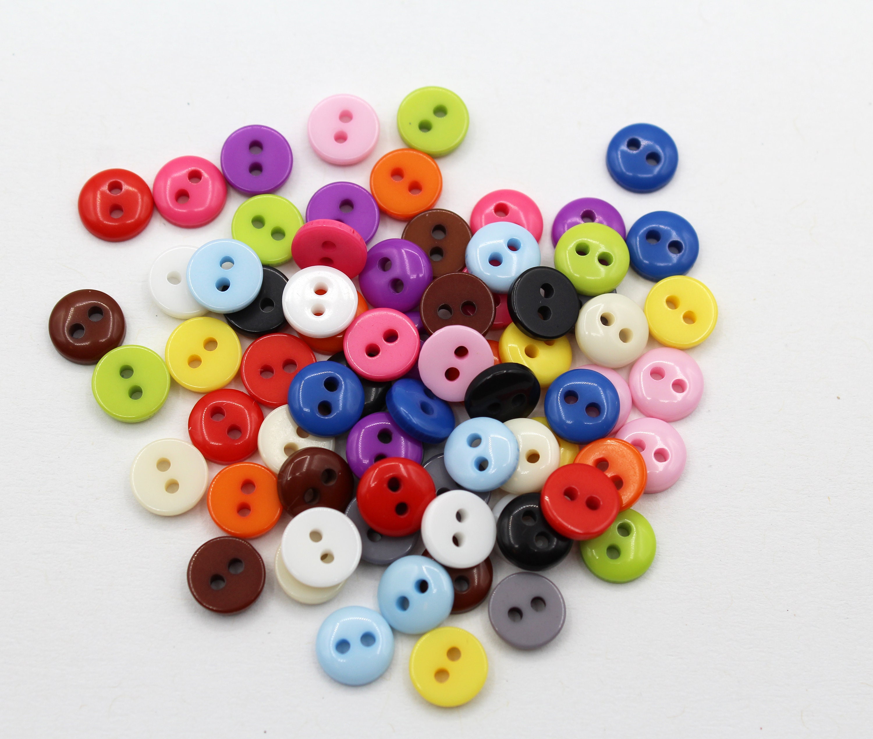 Tiny Doll Buttons, Set of 70 Small 8mm ( 5/16 Inch ) Buttons, 14 Colors ...