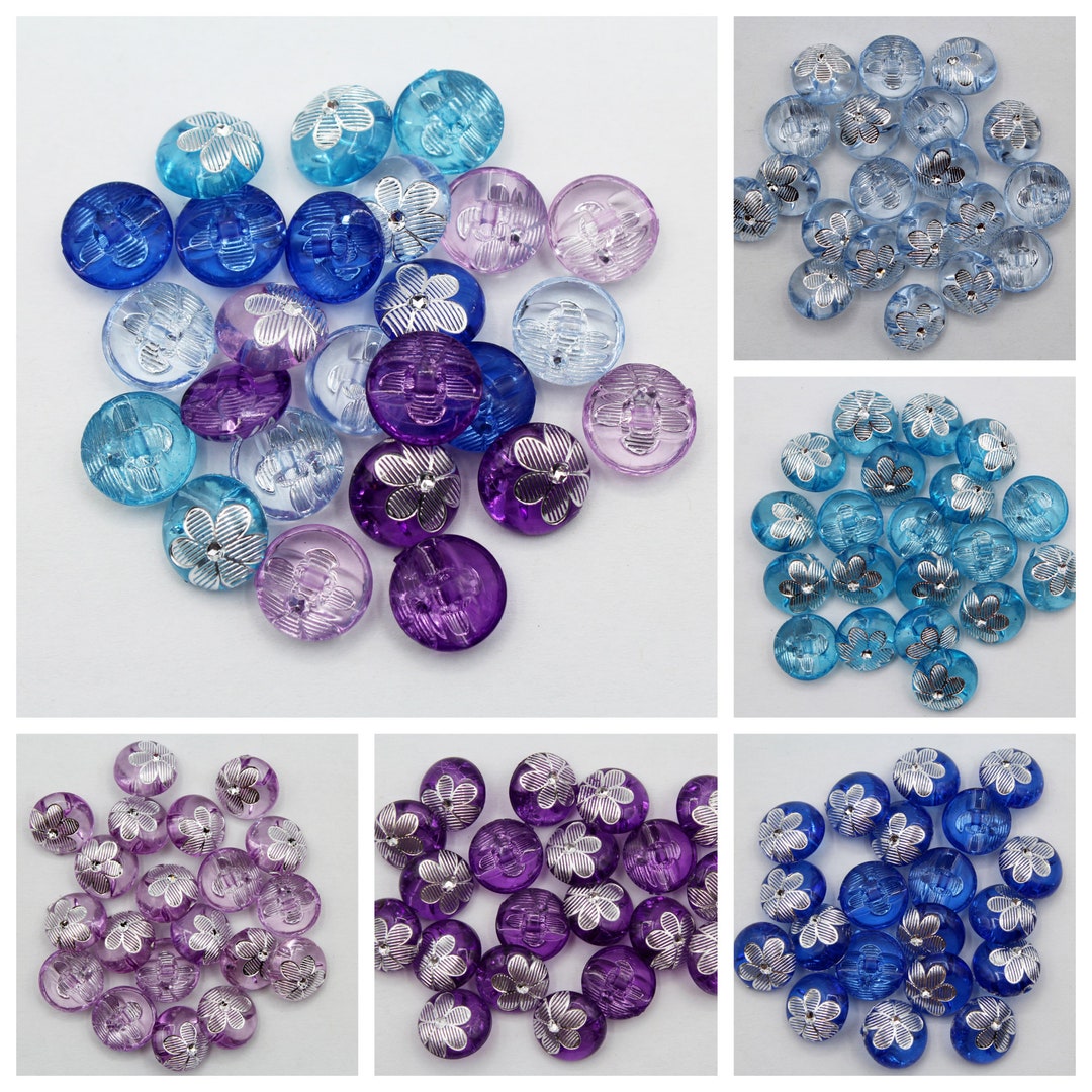 Small Round Buttons Small Buttons. Set of 20 Buttons. Round, 12,5mm, Two Holes Transparent ...